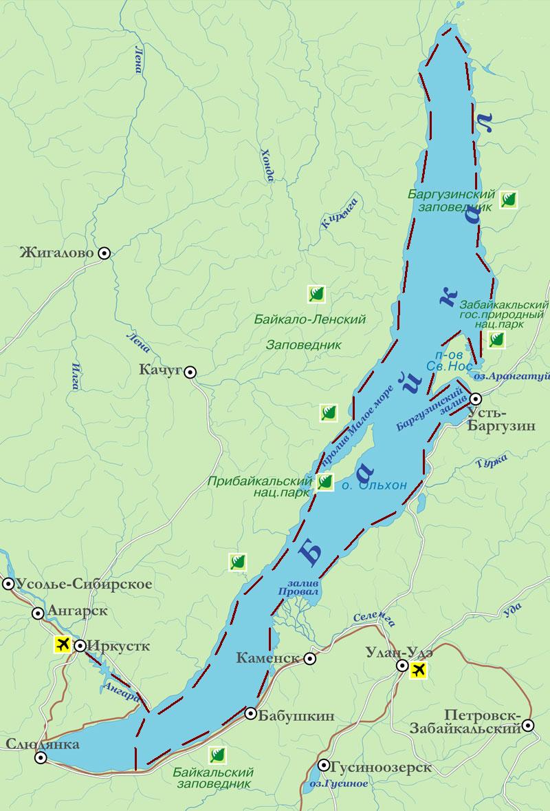 Карта путешествия на лодке по Байкалу