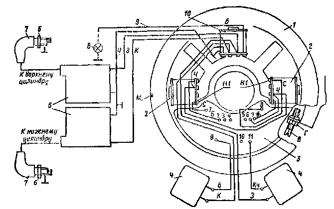 Схема  электронной системы зажигания и освещения моторов Ветерок
