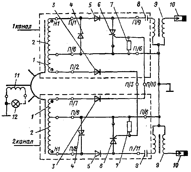 Электрическая   схема  блока   электронного  зажигания моторов Ветерок