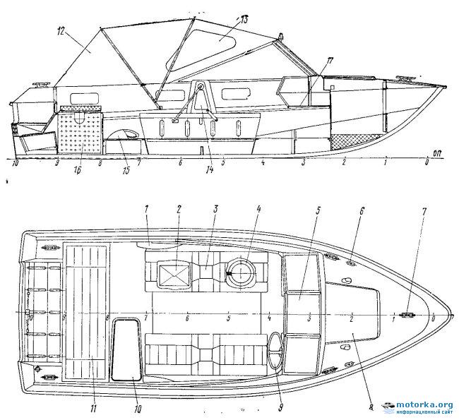 Общее расположение моторной лодки Крым-3